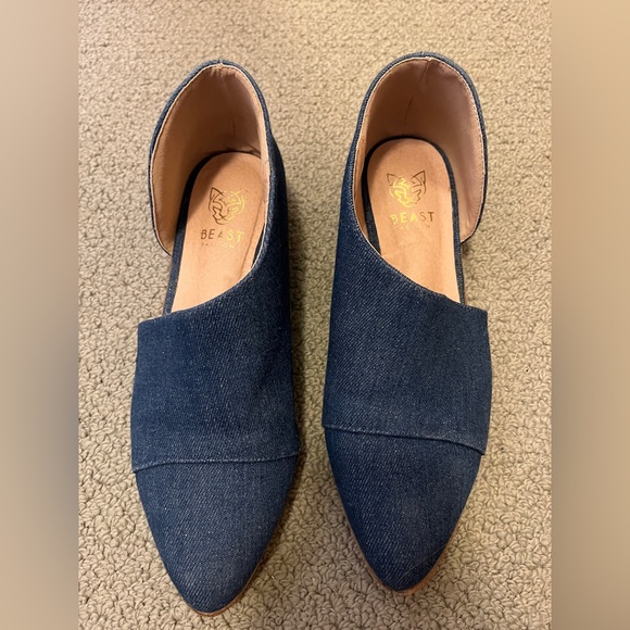 Asymmetrical Flats Denim Cut Out Shoes Free People Royale Stargazer Anthro Boho - Picture 2 of 9